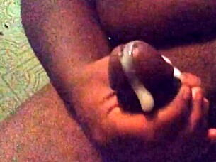 masturbating my big black cock in the shower until cumshot