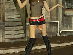3d shemale in miniskirt and boots ready to party
