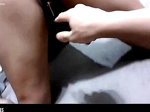 Brazilian girlfriend rides big thick cock in dorm room