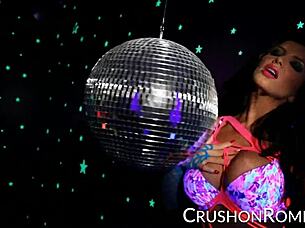 Romi stuffs her shaved pussy with toys