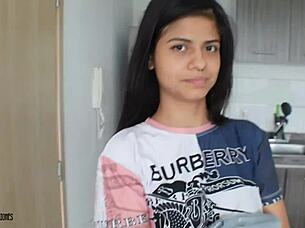 hot girl getting it on in the kitchen