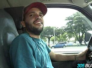 Kalina Ryu Blows On The 305 Bus! Amateur Whore Earns Cash Publicly.