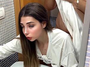 short haired girlfriend in pov quickie with moaning and doggystyle