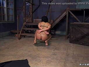 Tanned latina beauty gags on monster cock