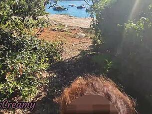 i watched that french girl suck an amateur stranger on the nude beach in greece, his cumshot hitting her lips