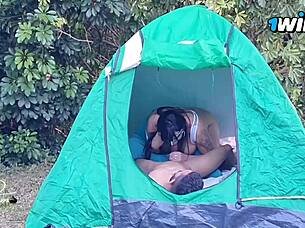 My wife got fucked in the tent by that big black cock 😏