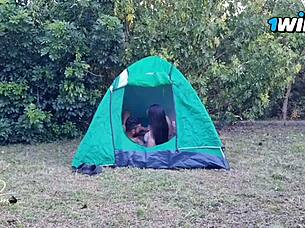 My wife got fucked in the tent by that big black cock 😏