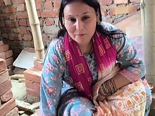 chubby women with beautiful lipstick engage in cunilingus and doggystyle fucking on the bed with the labour contractor for extra cash