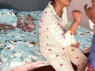 Boy demands yogurt but fills aunt's tight pussy with cum outdoors in public Hindi audio