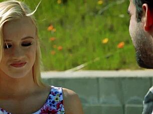 Bailey Blonde Teen Bent Over For Doggystyle Blowjob And Creampie