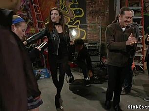 The preacher's teen gets group fucked in public, bound and flashing for voyeurs in bizarre punishment.