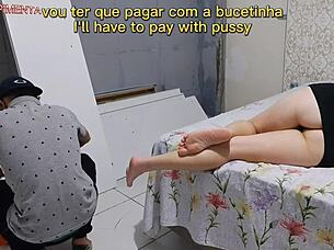 Latina Brunette Seduces Installer with Tight Pussy