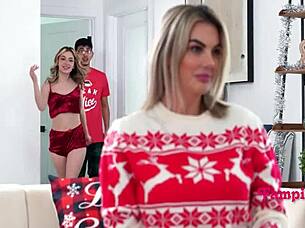 christmas morning family nightmare with petite teen 18+ blowjob sex and skinny cute tits