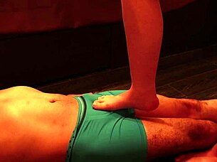 OL CRUSHES my balls with her feet