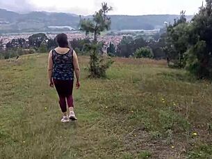 Amateur stepmother in forest.