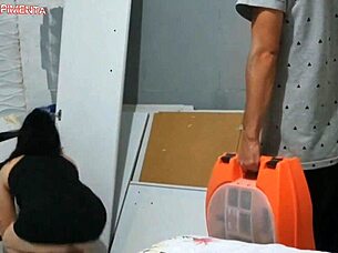 Latina Brunette Seduces Installer with Tight Pussy