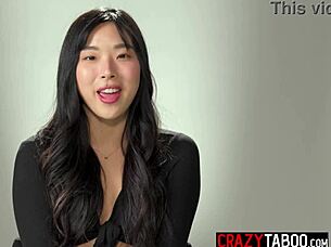 Perfect ass Korean teen Elle Lee, a hot 18+ pornstar, pleasures herself. Solo masturbation session gets wild and steamy.