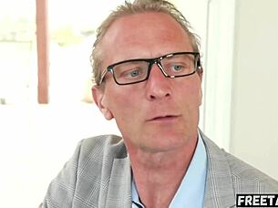 Asian teen surprises neighbor naked for birthday celebration.