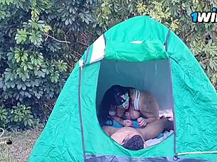 My wife got fucked in the tent by that big black cock 😏