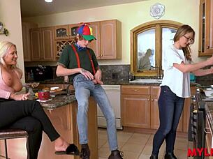 i roughly fuck my hot mom and step-aunt in the kitchen