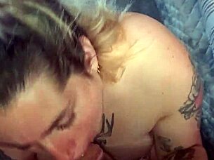 Blonde latina goddess gives sloppy blowjob