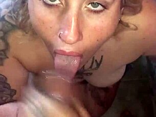 Blonde latina goddess gives sloppy blowjob