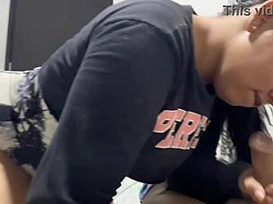 Brazilian neighbor sucks cum before gym