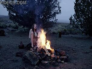 Fantasy baremaidens at the campfire involving solo masturbation and outdoor cum