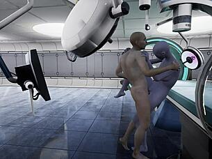 alien monster contacts hairless pussy for blowjob