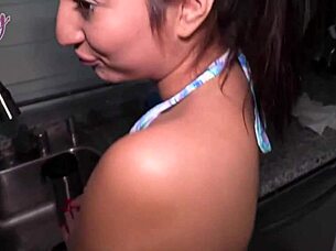 I, Seth, fuck and creampie the sexy babysitter Kiana Kumani on the bed.