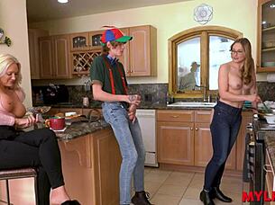 i roughly fuck my hot mom and step-aunt in the kitchen