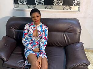 Pretty blessing in casting interview with african amateur