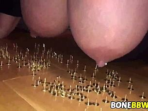 Tied bbw tits punished rough