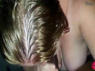 blonde wife sucks neighbor's bbc while husband works