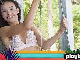 look at carmen nikole's small tits exposed outdoor after posing with elilith noir