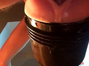 Intense homemade fleshlight fucking session