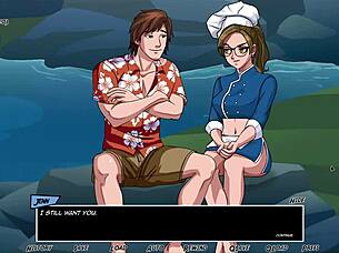 Country girl chef enjoys big white cock in hentai game