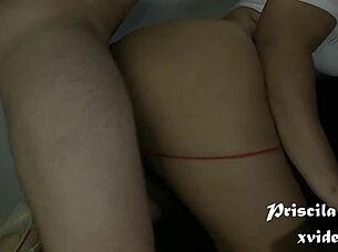 my latina brunette neighbor bends over for my cum