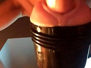 Intense homemade fleshlight fucking session