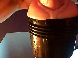 Intense homemade fleshlight fucking session