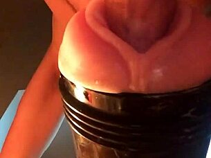 Intense homemade fleshlight fucking session