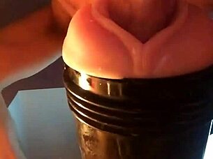 Intense homemade fleshlight fucking session