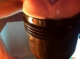 Intense homemade fleshlight fucking session