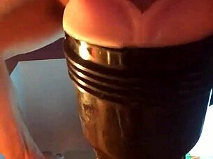 Intense homemade fleshlight fucking session