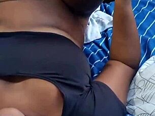 Ebony beauty enjoys a relaxing massage with handjob and licking