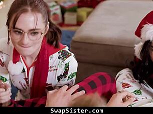 perverted stepbros swap and fuck redhead stepsisters in taboo 4some