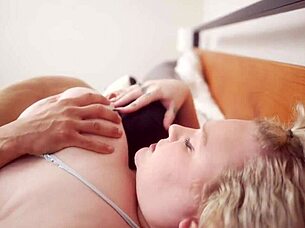 Huge titty blonde stella daniels meets latin muscle man puerto rock in a passionate scene.