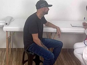 Doctor Fanny gets filmed massaging and fucking skinny patient outdoors near hospital