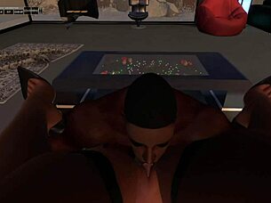 Black man pounds Asian woman's ass on couch.