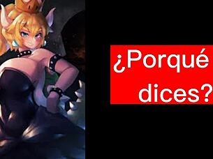 bowsette gives jerk off instructions and cum eating in spanish